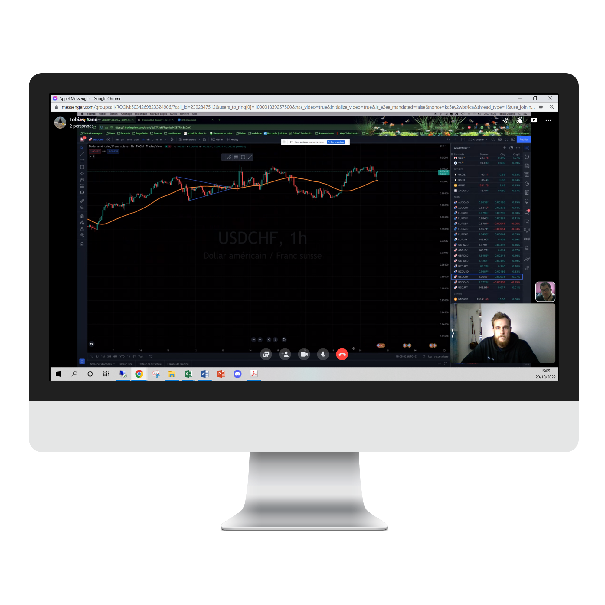 Capture d'écran d'un coaching trading en partage d'écran